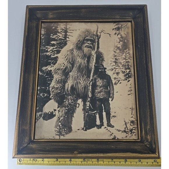 OOAK Framed Print Ephemera Bigfoot Sasquatch Yeti Oddities Curiosity Realistic - Picture 2 of 5